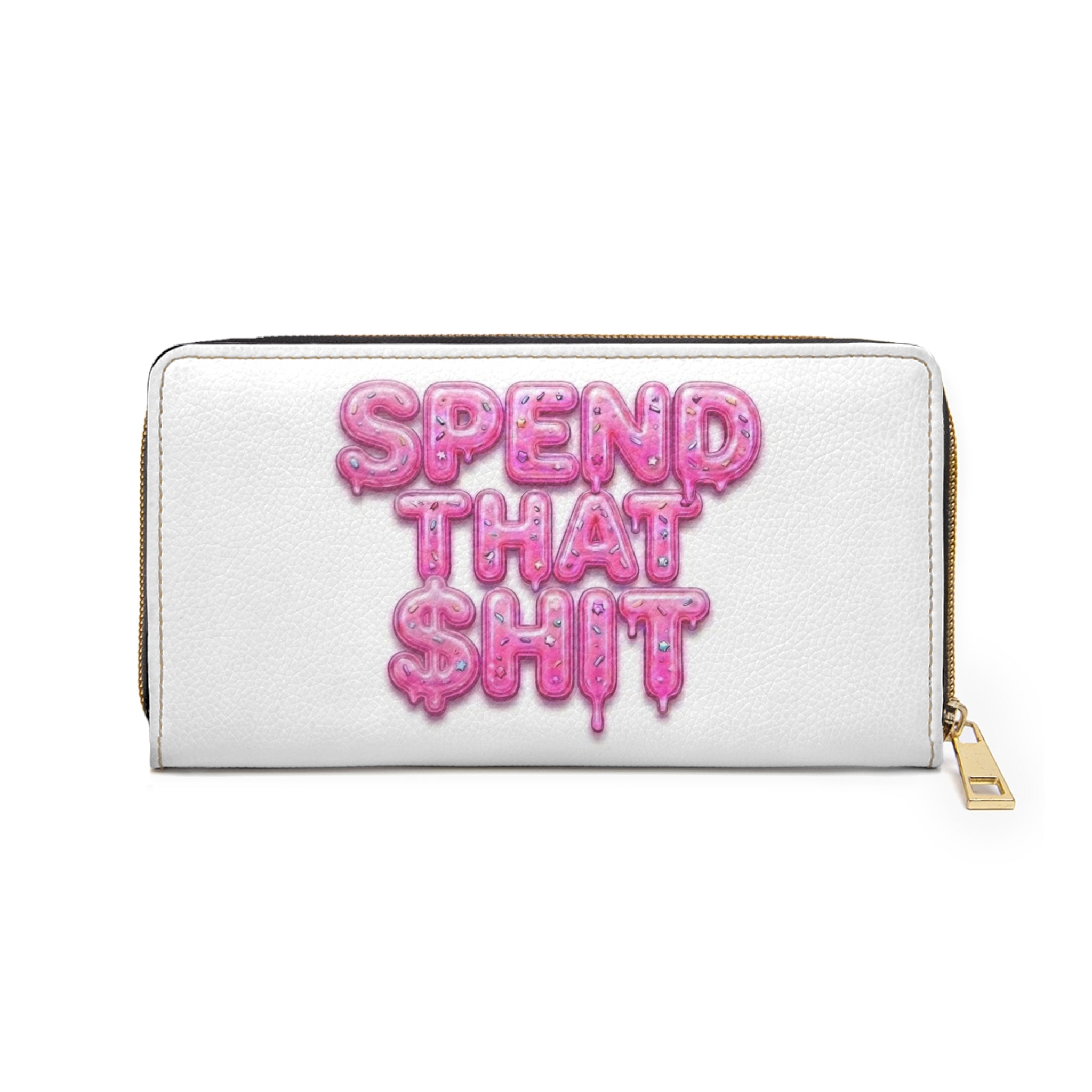 Zipper Wallet — 'Spend That Shit' Pink Drip Graphic Zip-Around Wallet