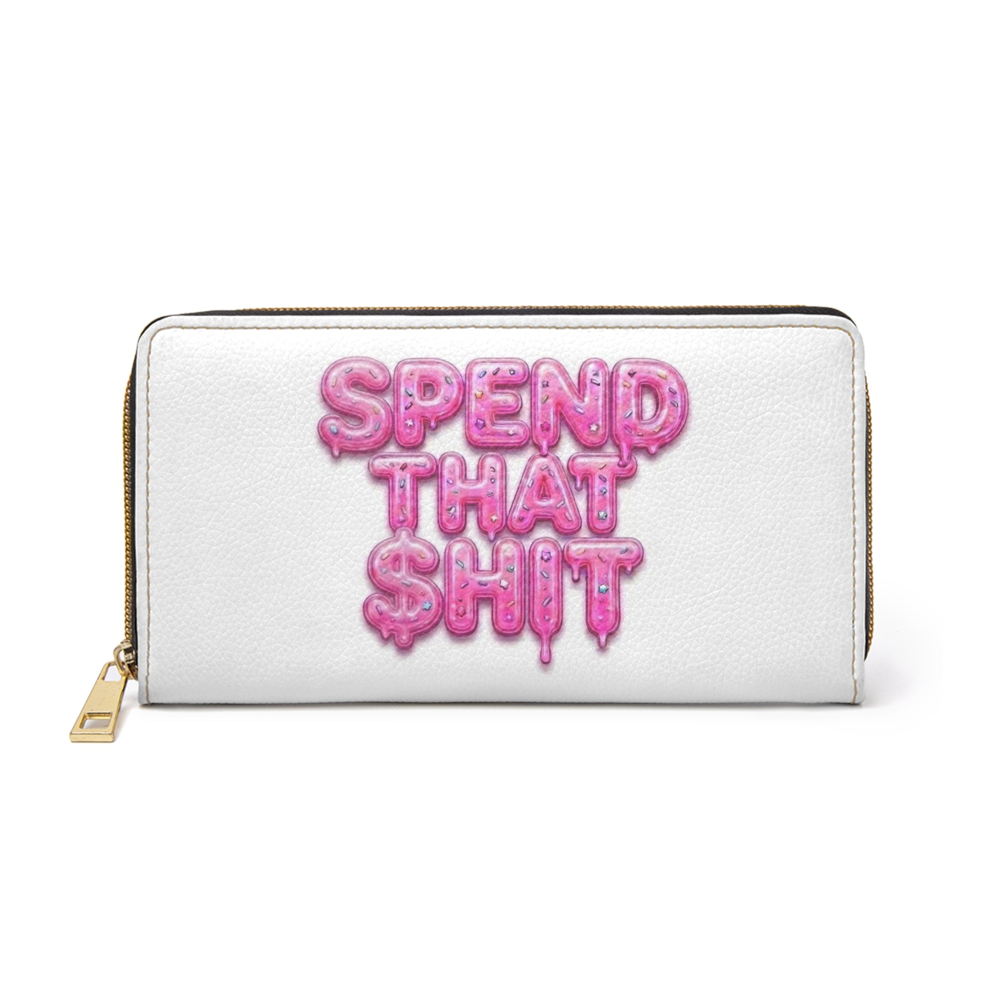 Zipper Wallet — 'Spend That Shit' Pink Drip Graphic Zip-Around Wallet